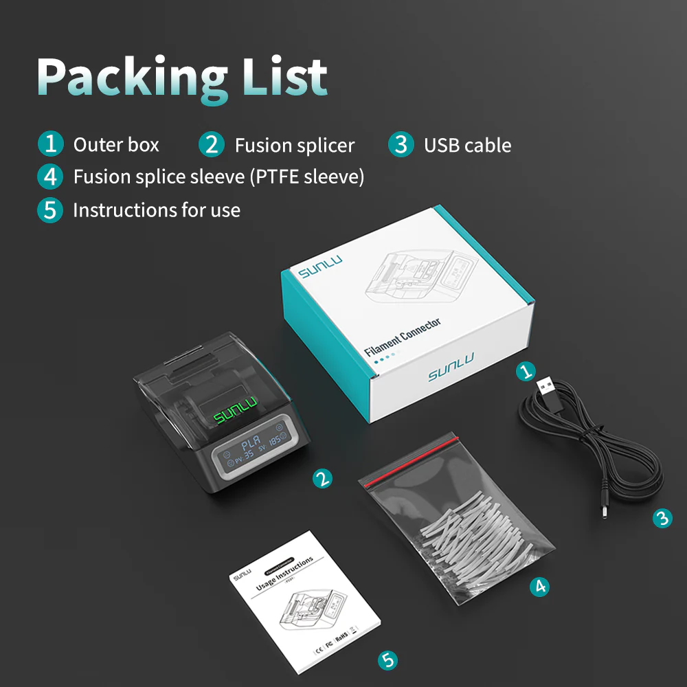 SUNLU Filament Connector FC01, Fusion Splicer, Weldable to 1.75mm PLA, ABS, PETG, PCL, PA and PC Filament - Image 8