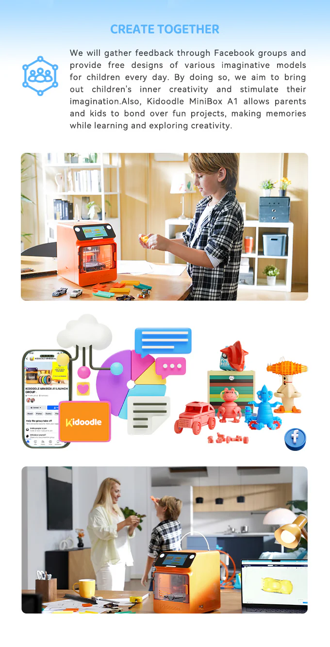 Kidoodle MiniBox A1: 3D Printer for Kids, Unleash Creativity with Kidoodle, 600mm/s High Speed, AutoLiv/Design Safe for Kids/5" Touch Screen, Wi-Fi/App Control, Easy to Install at Home/School - Image 16
