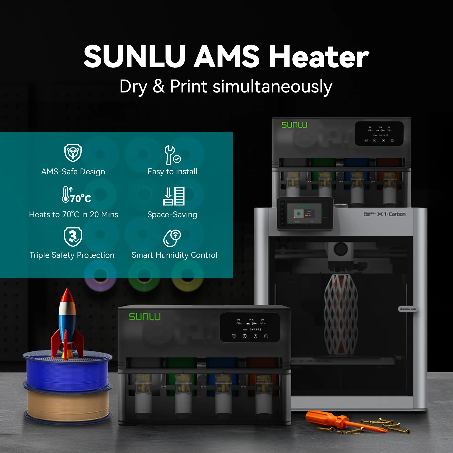 SUNLU AMS Heater, Upgraded your Bambu AMS, Enables Drying while Printing - Image 5